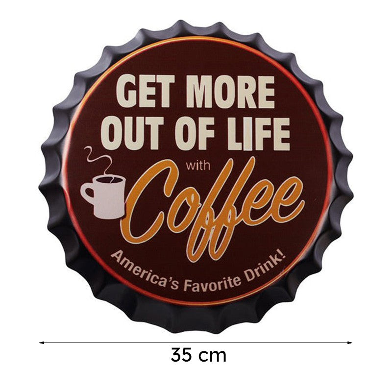 Get More Coffee Bottle Cap Metal Wall Accent media 8