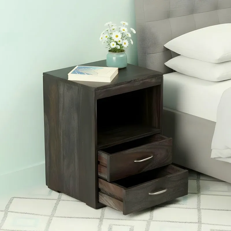 Uverix Sheesham Wooden Side & Bedside Table - Dark Brown media 3