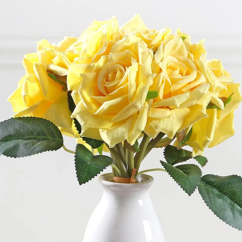 Aurielle Rose Fabric Artificial Flower - Yellow media 3