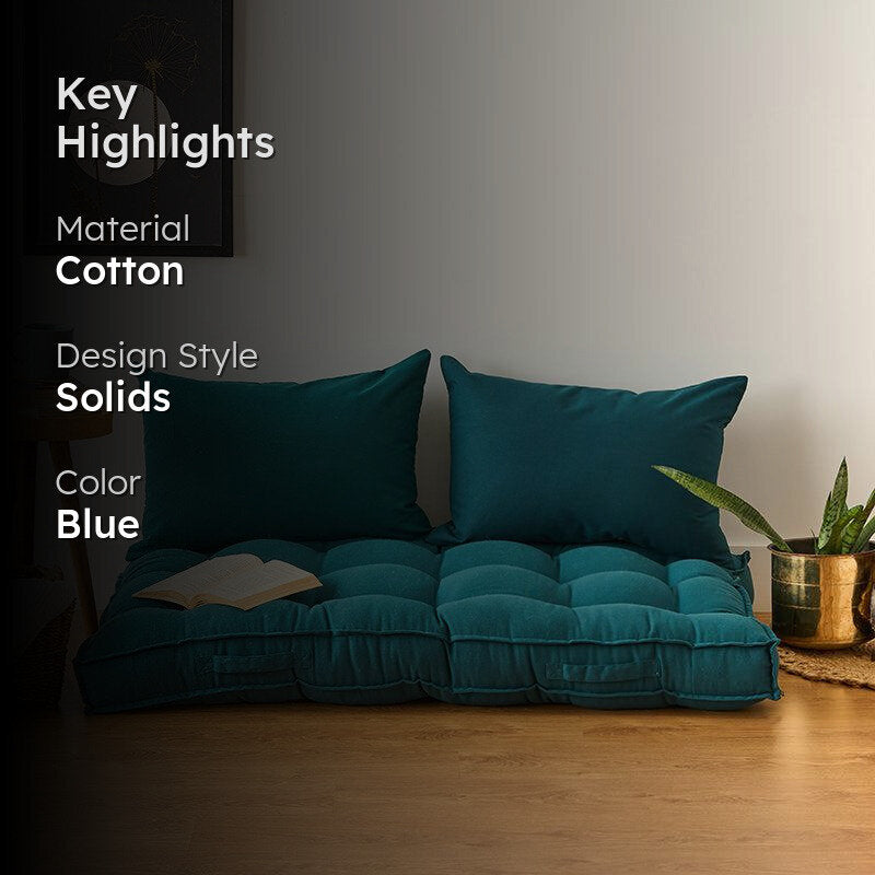 Plushport Solid Cotton Floor Cushion - Blue media 2