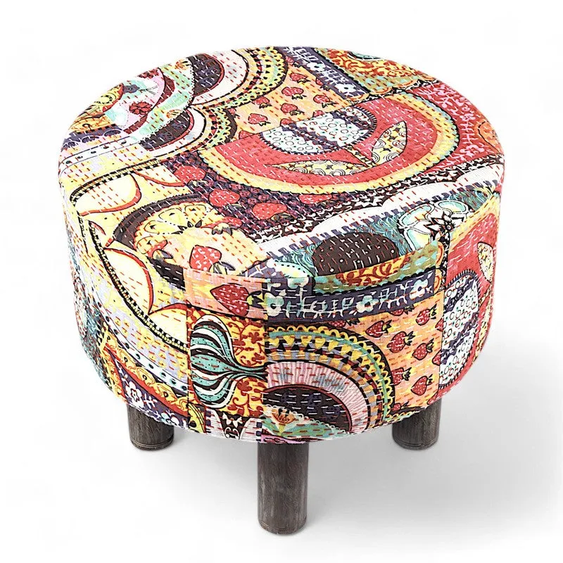 Qverix Acacia Wooden Ottomans (Multicolor) - Set Of Two media 3