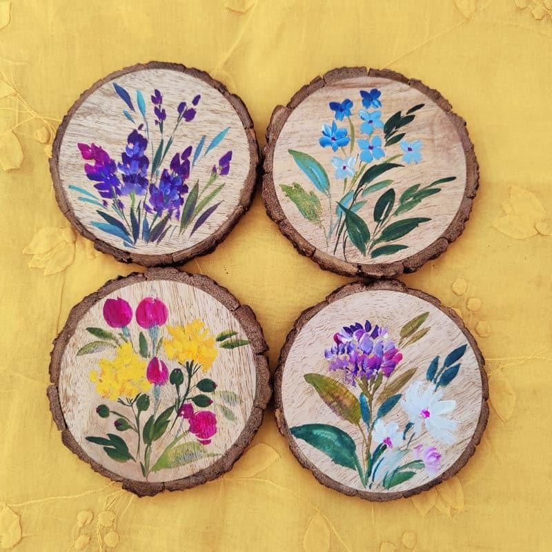 Lavender Lume Fuse Handpainted Coaster -  Set Of Four media 4