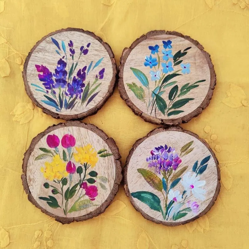 Lavender Lume Fuse Handpainted Coaster - Set Of Four media 4