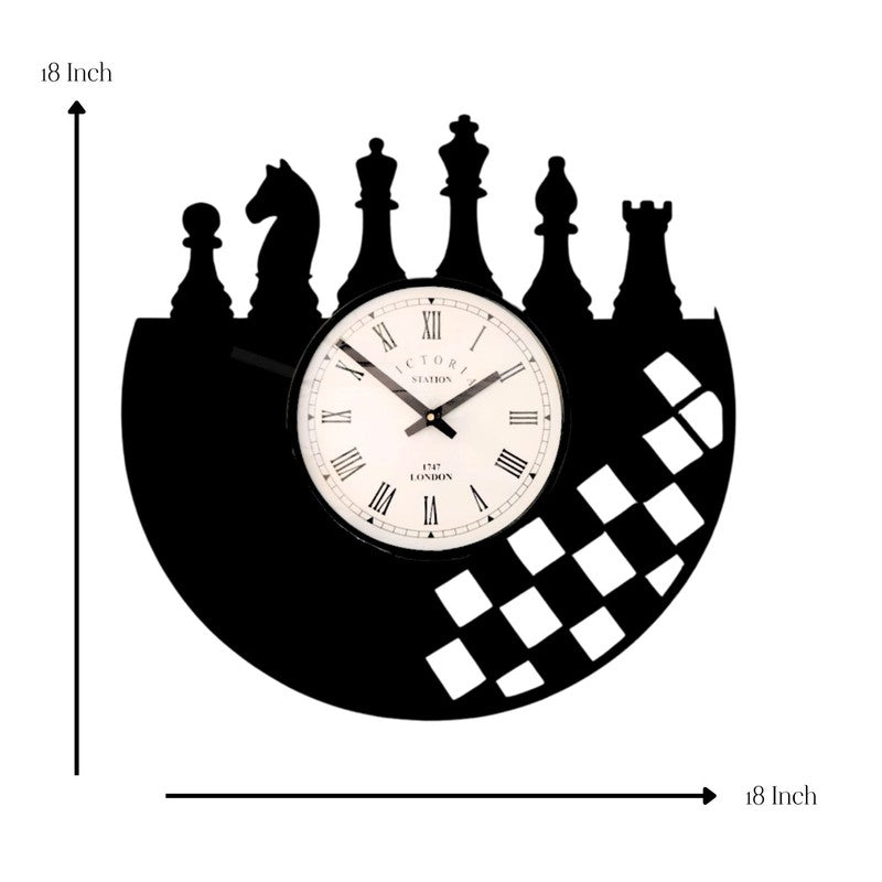 Chessline Steel Analog Wall Clock - Black media 7