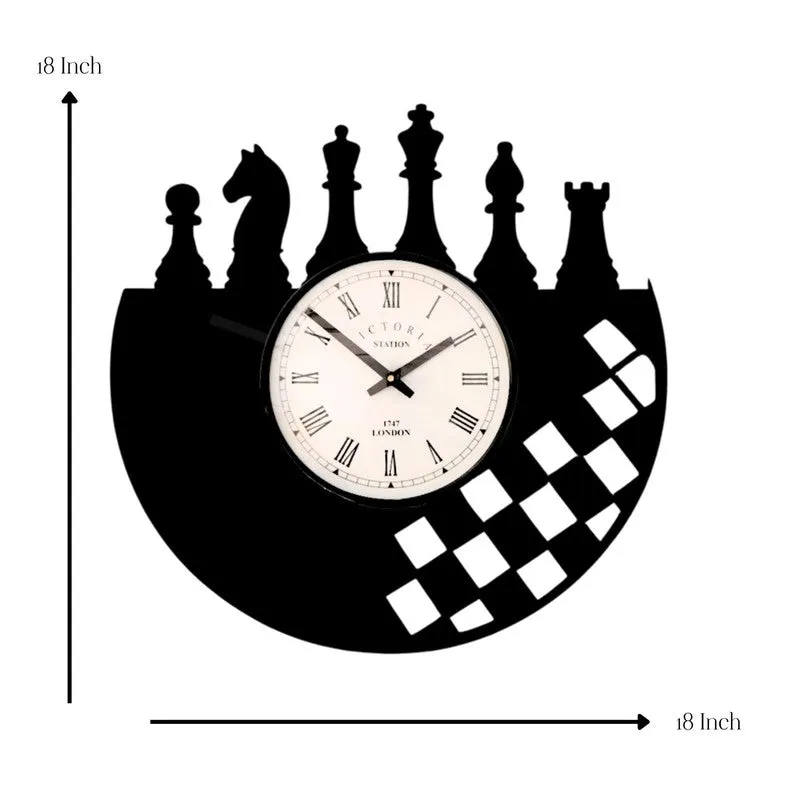 Chessline Steel Analog Wall Clock - Black media 7