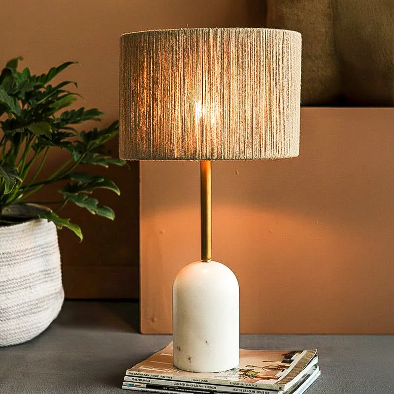 Orange Tree Cusp Sisal Mild Steel Table Lamp - White,Beige media 1