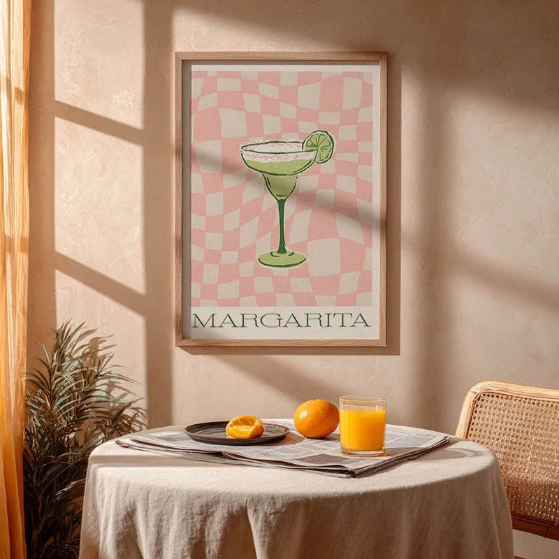 PinkCheck Margarita Archival Canvas Wall Art - Brown media 4