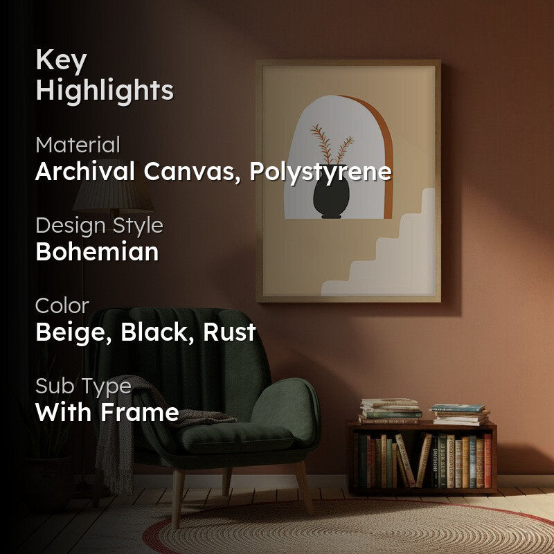 Sunlit Alcove Canvas Wall Painting With Brown Frame media 2