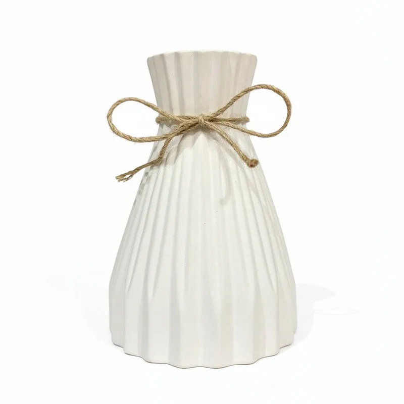 Cordia Ribbed Ceramic Vase With Jute Tie - Ivory media 3