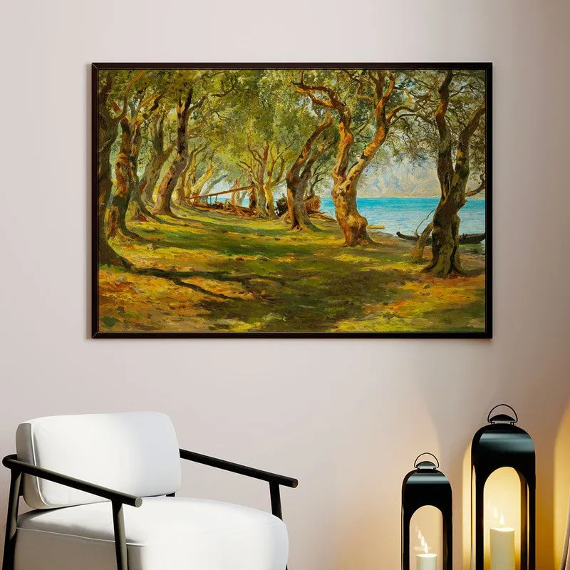 Traditional Indian Temple Complex Garden Painting - Black Frame media 4