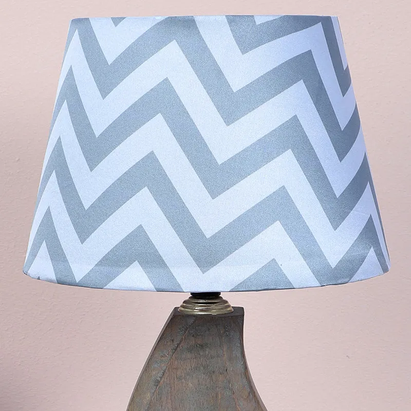 Chevron Light Runes Printed Mango Wood Table Lamp - White media 3