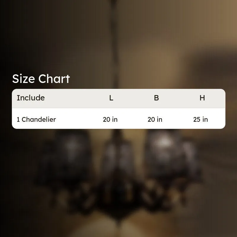 Size chart graphic for chandelier dimensions