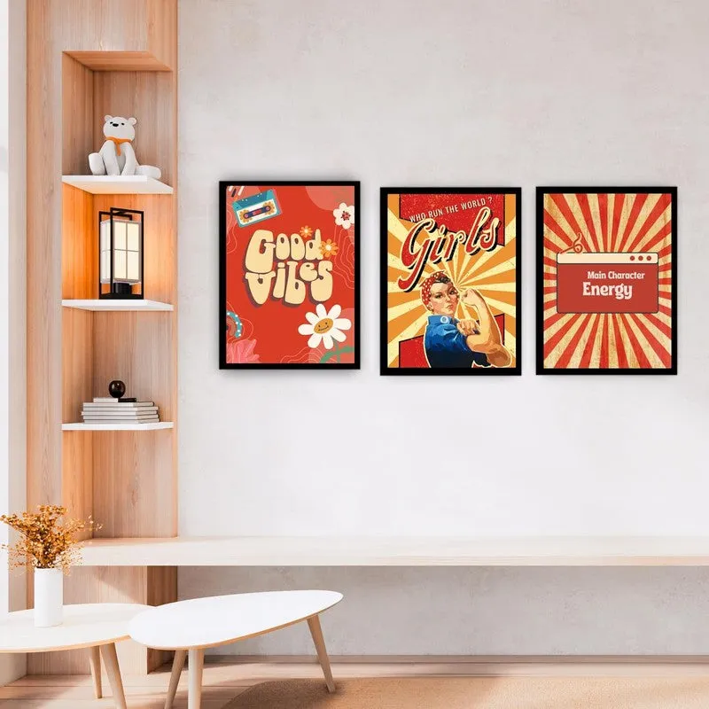 Retro Boost Paper Wall Painting With Frame - Black media 4