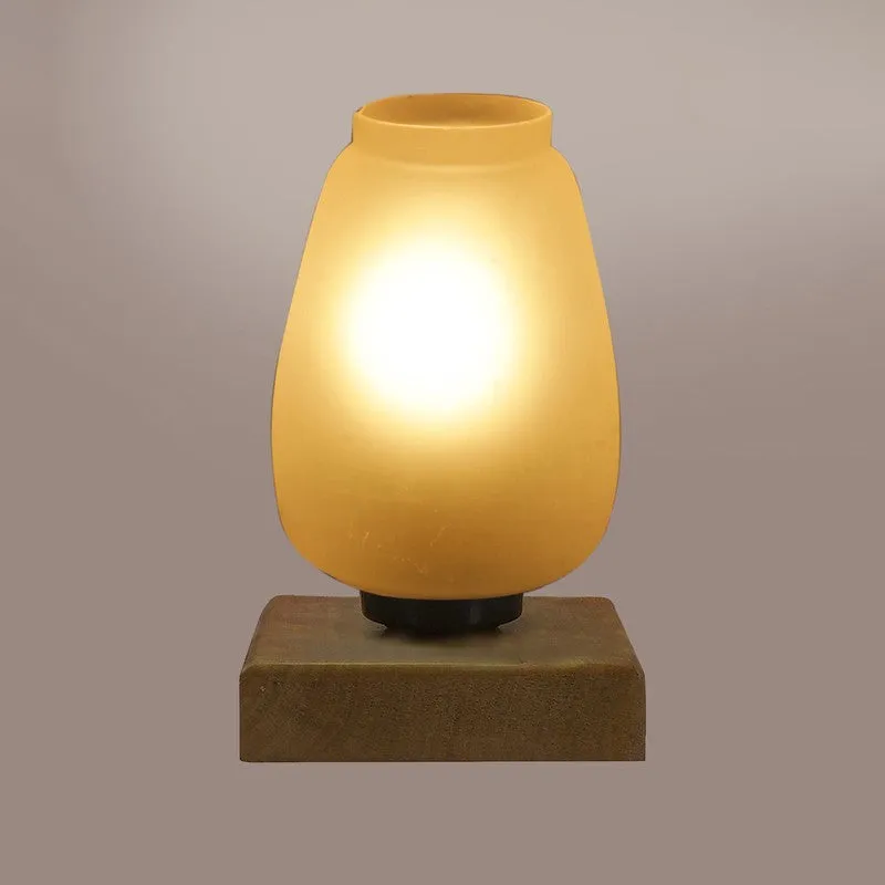 Lumitrex Glass Table Lamp With Wooden Base - White media 8
