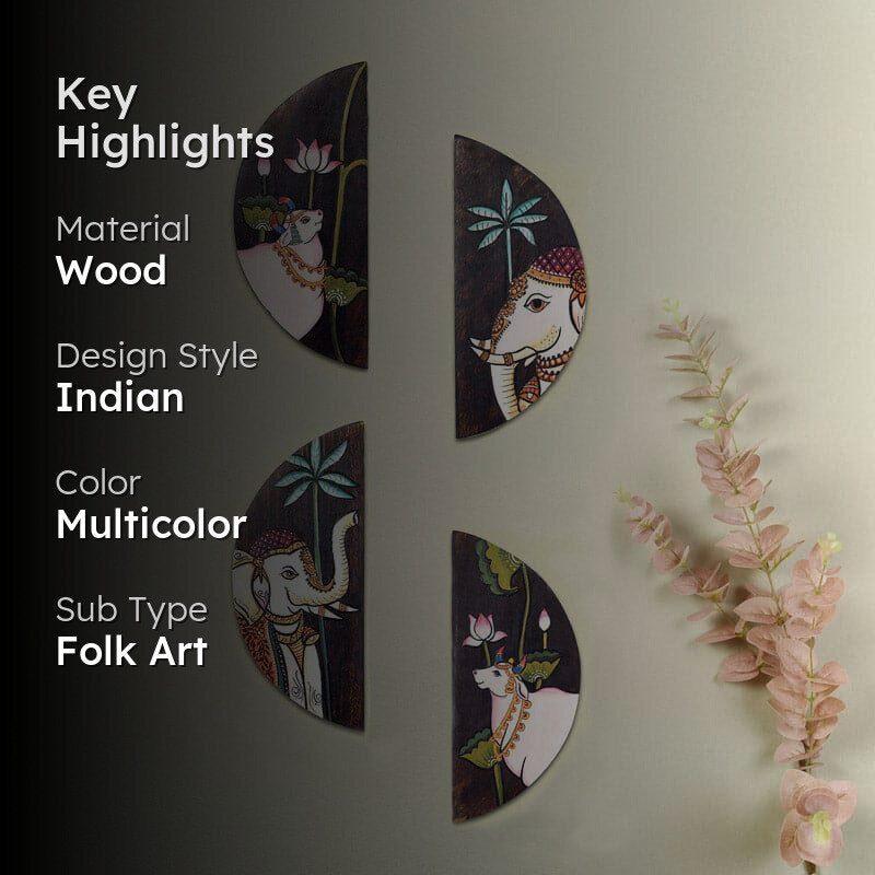 Pichhwai Pulse Wooden Wall Accent - Set Of Four media 2