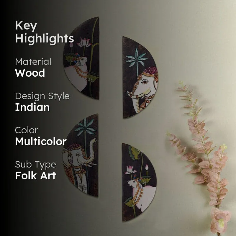 Pichhwai Pulse Wooden Wall Accent - Set Of Four media 2