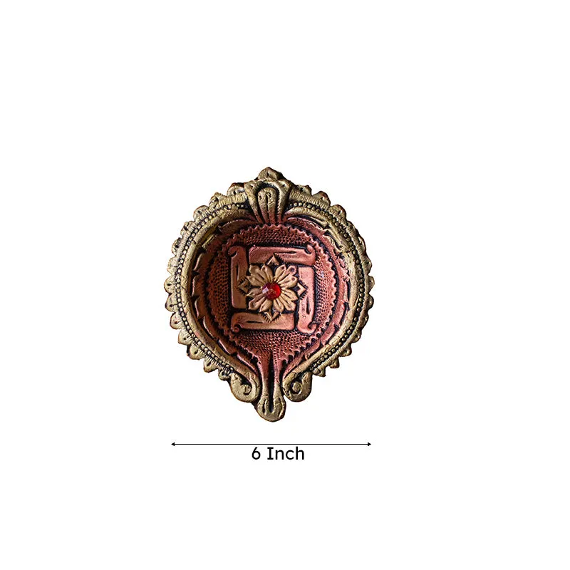 Divine Swastika Terracotta Diya - Set Of Two media 6