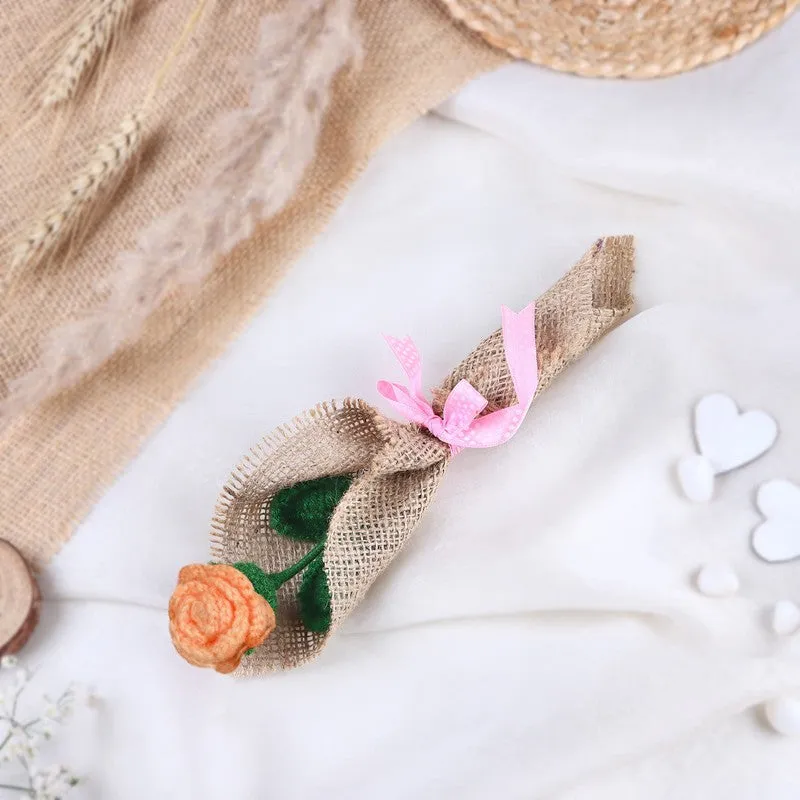 Crochet Handmade Rose Bouquet -  Peach media 1