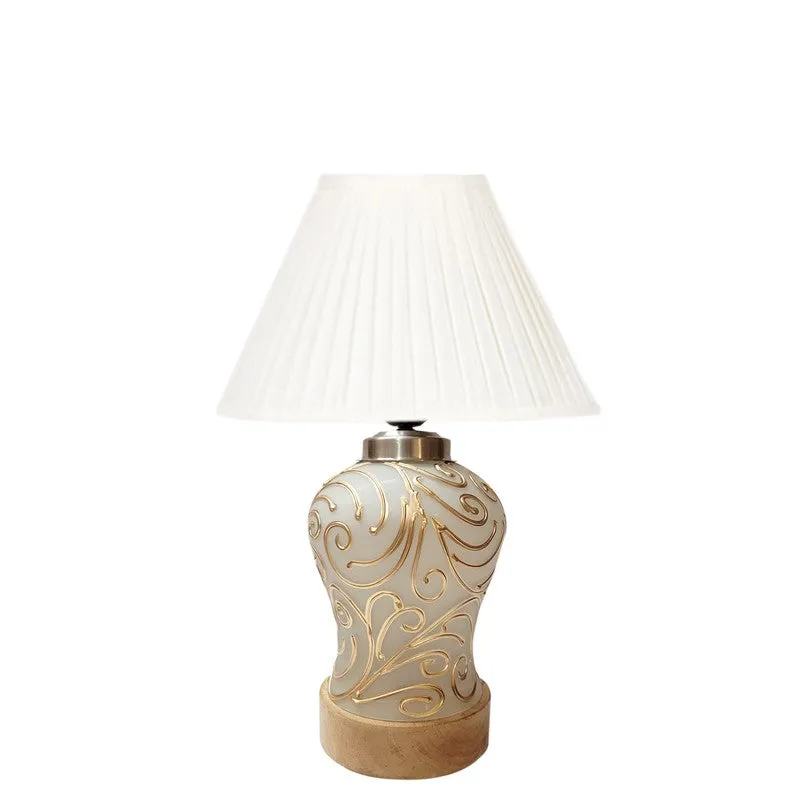 Lumithra Pleatra Wooden Table Lamp - White media 4