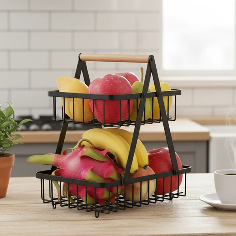 Fresh 2 Tier Metal Fruit Basket media 1