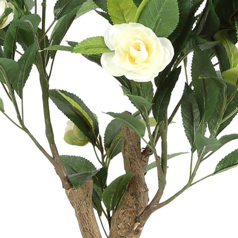 Faux Camellia Bonsai In Ceramic Pot (59 cms) - White media 3