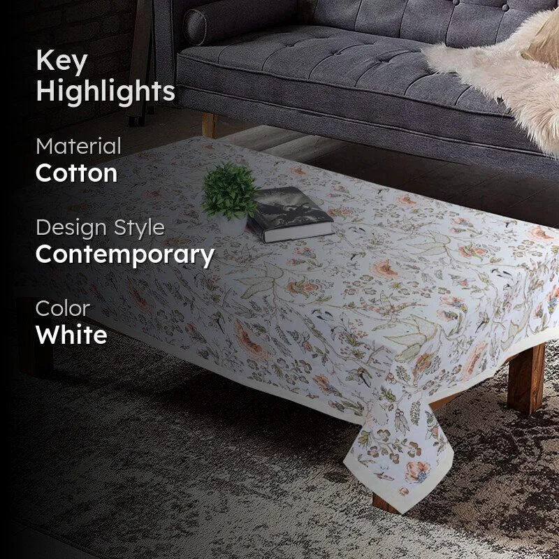 Muhina Rectangular Table Cover (Ivory) - Four Seater media 2