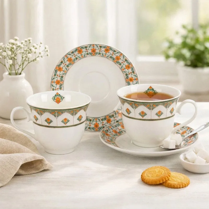 Vintage 24k Gold Brushed Porcelain Tea Cup (300 mL Each) -  Twelve Piece Set media 3