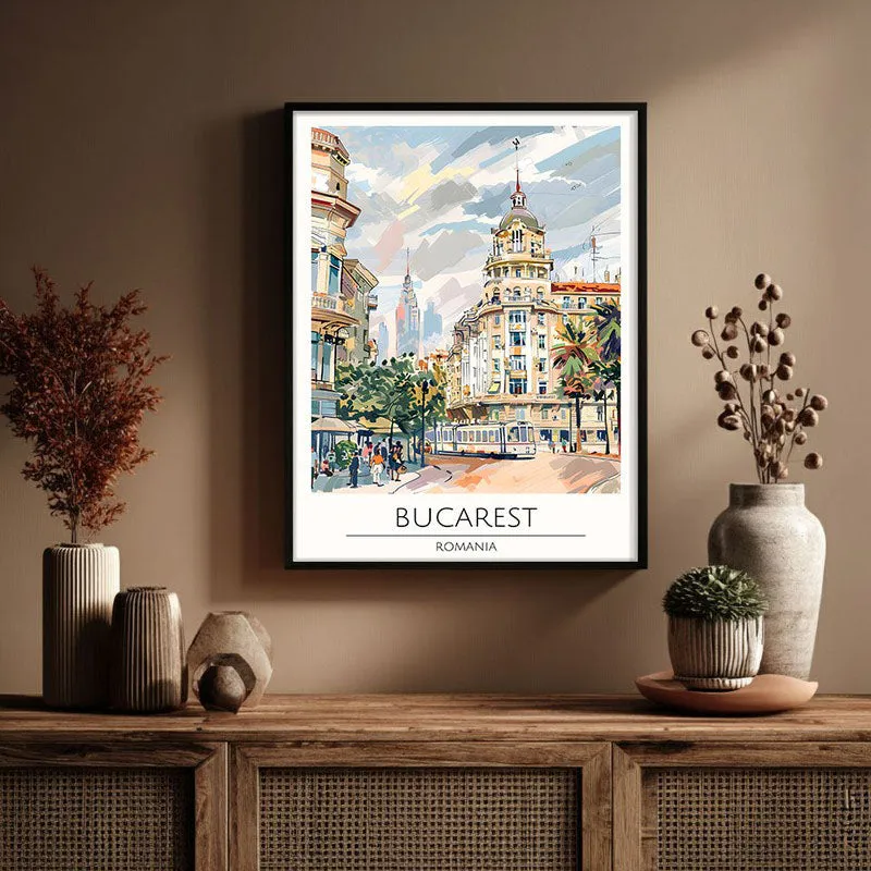 Vintage Bucarest Framed Canvas Wall Painting media 3
