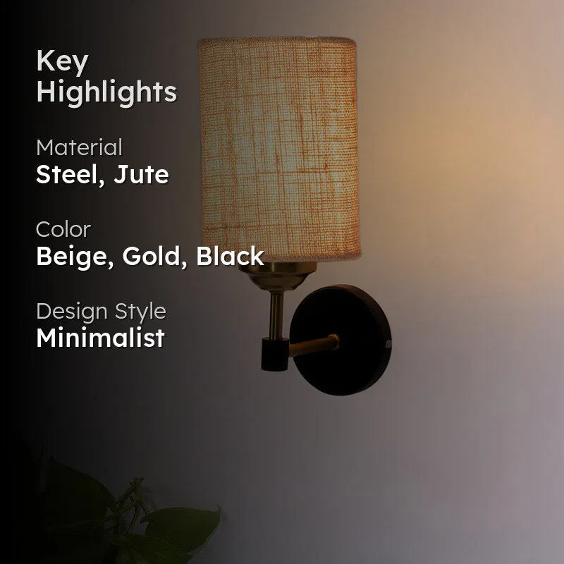 Sienna Sleek Jute Wall Lamp - Beige media 2