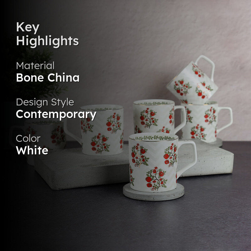 India Circus Poppy Pops Bone China Mug (220 mL Each) - Set Of Six media 2