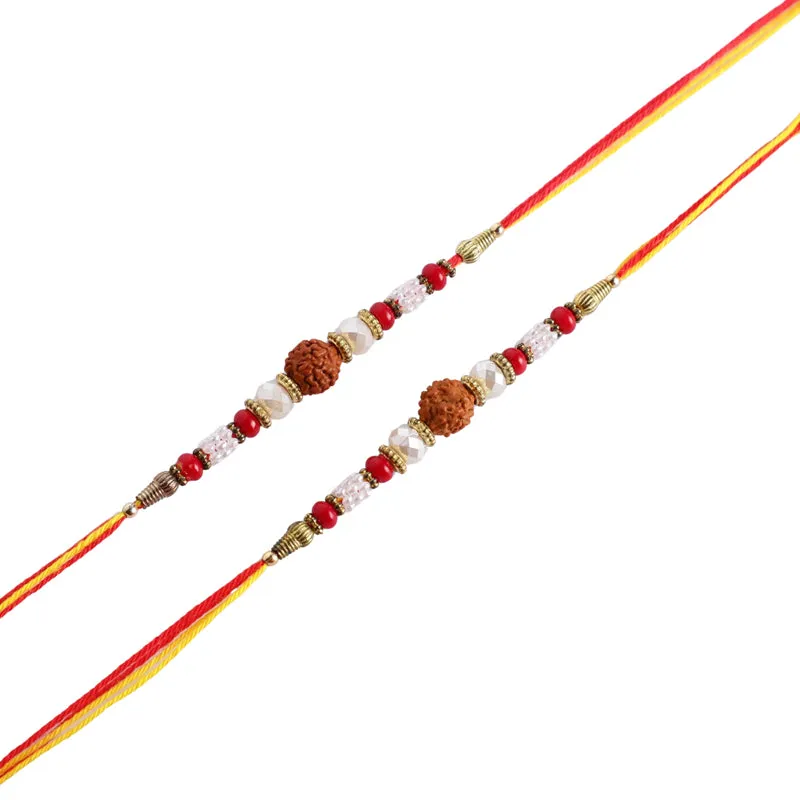 Rudraksha I Rakhi with Roli Chawal - Thirteen Piece Set media 5