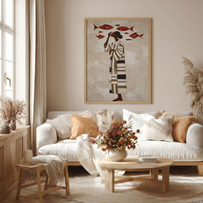 Soraya Travel Illustration Canvas Wall Painting With Brown Frame