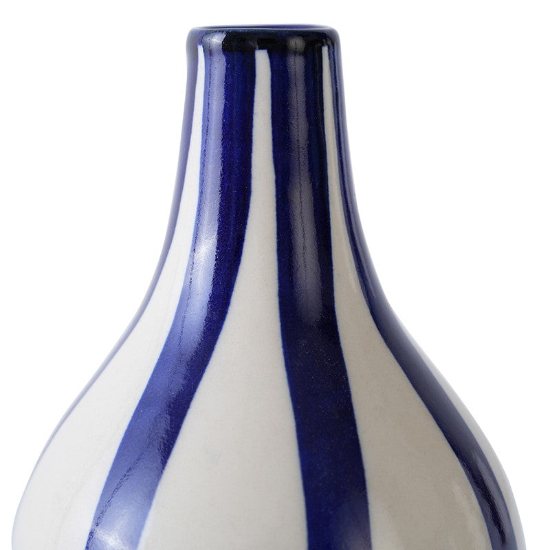Waveon Ceramic Flower Vase - White,Dark Blue media 6