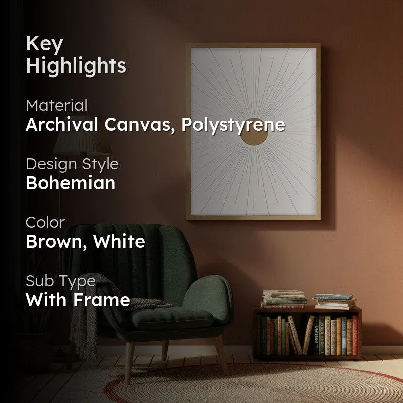 Sunburst Canvas Wall Painting With Brown Frame media 2