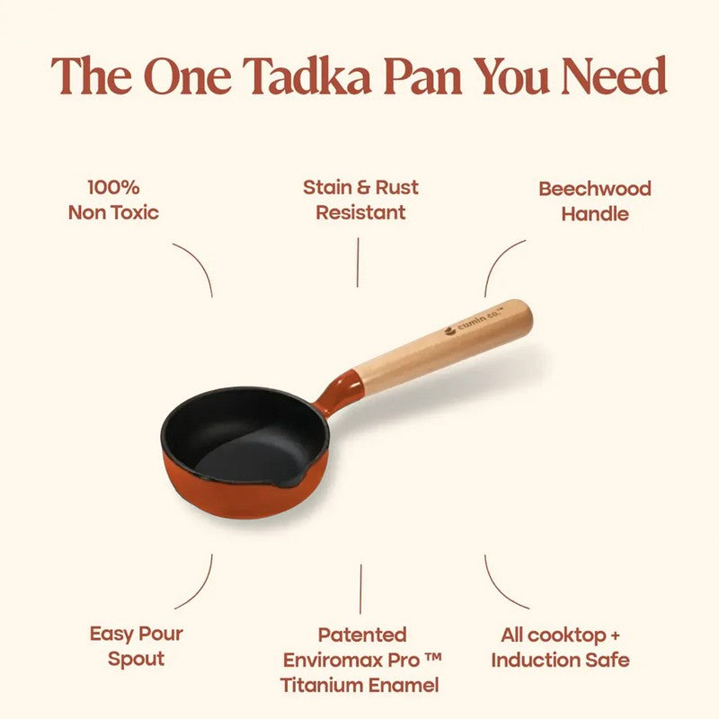 Cumin Co Enamel Cast Iron Tadka Pan (250 mL) - Rust media 6
