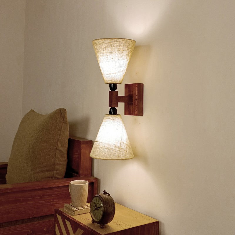 TwinBeam Wooden Wall Lamp - Brown media 3