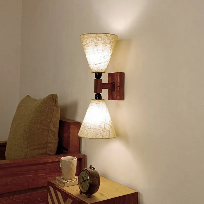 TwinBeam Wooden Wall Lamp - Brown media 3