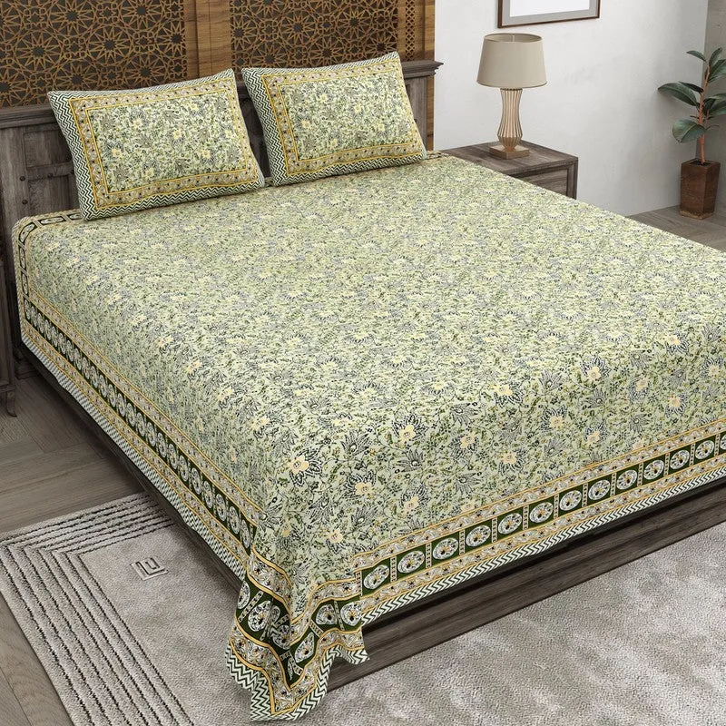 Geora Cotton Bedsheet (Green) - 240 TC media 1