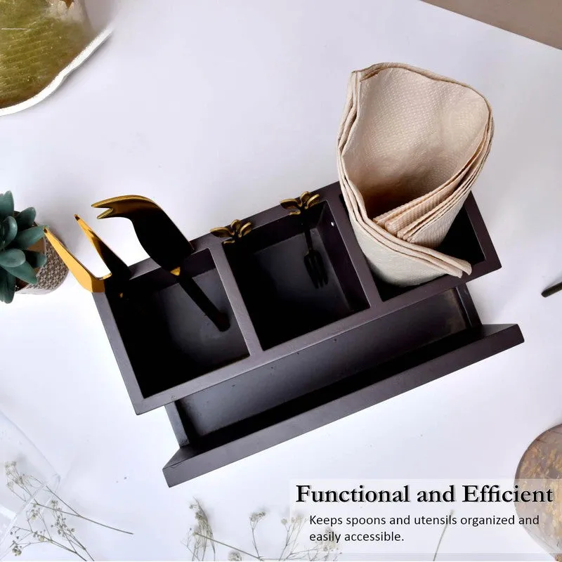 Colorful Handcrafted Wooden Cutlery Stand media 3