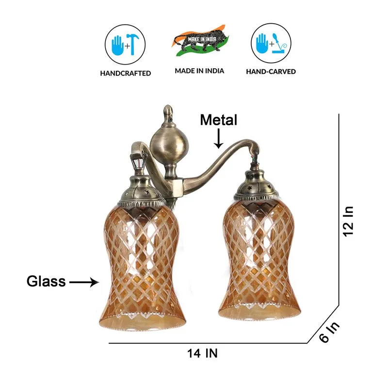 Honey Glow Swan Neck Amber Glass Wall Lamp media 9