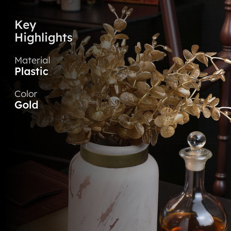 Golden Vine Plastic Artificial Flowers - Set Of Two media 2