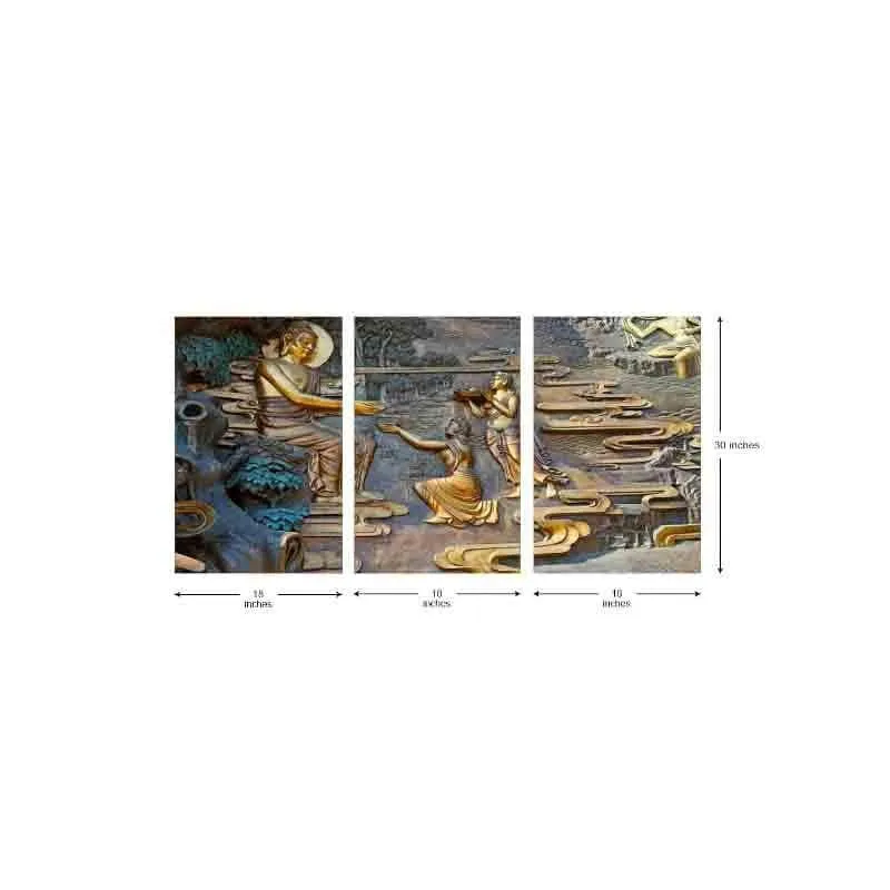 Buddha Blessings Poly Canvas Wall Art - Three Piece Set media 8