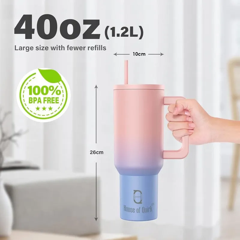 Opal Wave Stainless Steel Tumbler (1200 ML) - Pink & Grey media 6