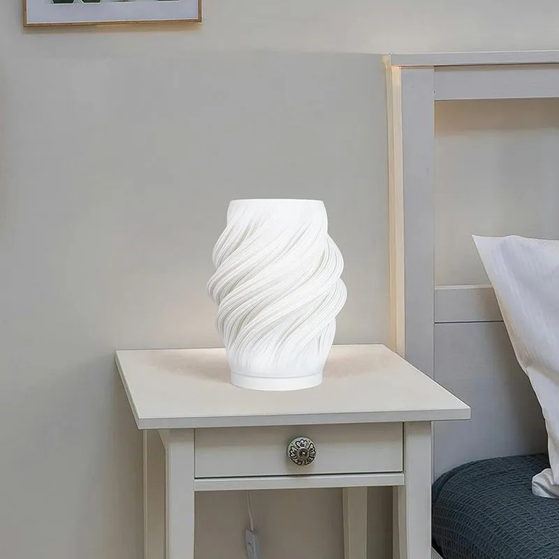Earth Luxe 3D Printed Table Lamp - White media 4