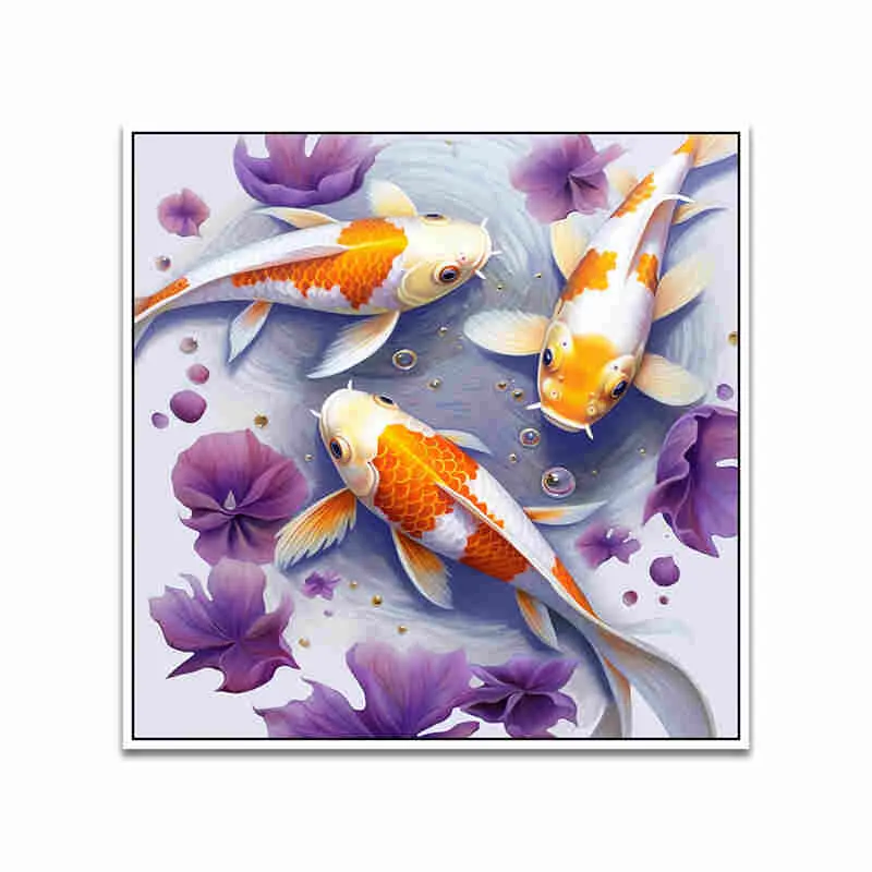 Koi Pastels Canvas Wall Art With Frame media 4