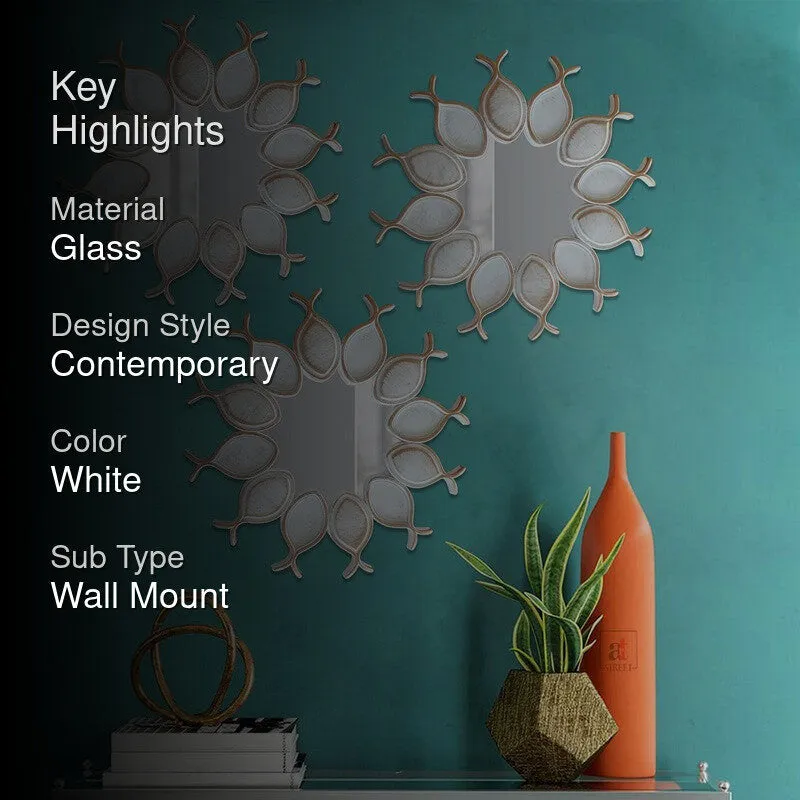 Glimmerra Glass Wall Mirror (White) - Set Of Three media 2
