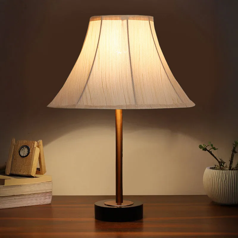 Ceylon Arc Rodin Wooden Table Lamp - OffWhite,Copper,Black media 1