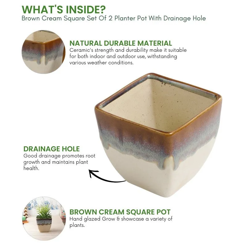 PureLuxe Pots & Planters (Brown,white) - Set Of Two media 8