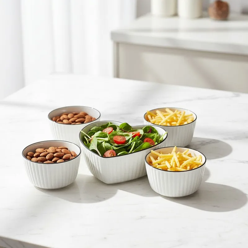 Rioware Grain Touch Ceramic Serving Bowls (700/350 mL Each) - Set of Five media 4