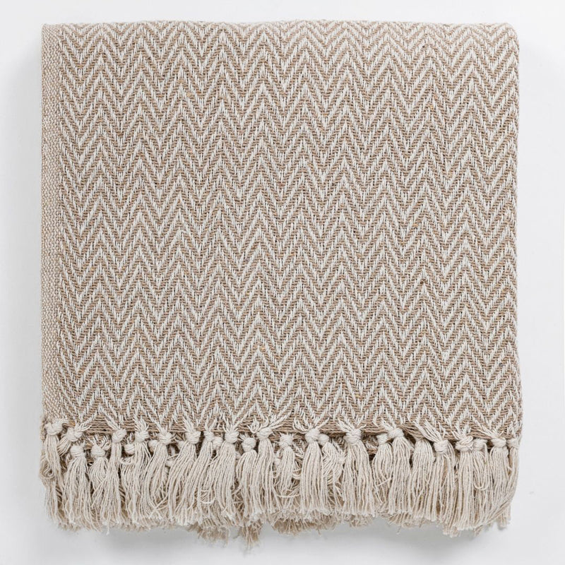 Linen Fade Cotton Throw - Beige media 8